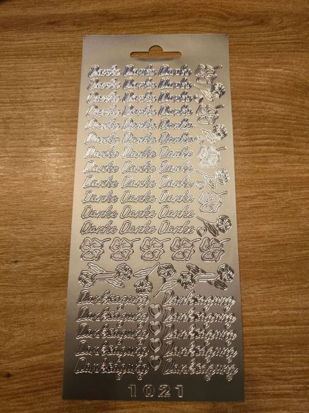 Sticker Schriftsticker -Danke & Danksagung- silber